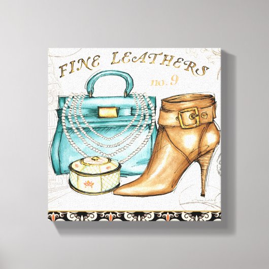 Fijne lederen tas en schoen canvas afdruk (Voorkant)