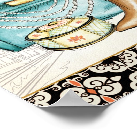 Fijne lederen tas en schoen poster (Hoek)