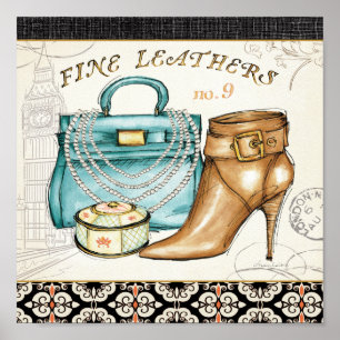Fijne lederen tas en schoen poster