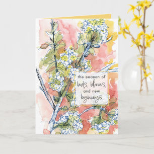 Fijne Lente Boom Bloemen Nieuwe Beginnen Zegeninge Kaart