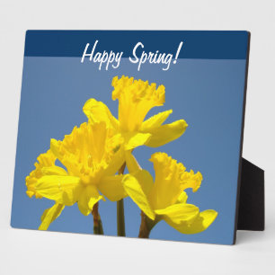 Fijne Lente! plaquettes Gele Narcis Bloemen Blauw Fotoplaat