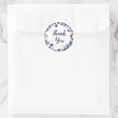 Fijne lentevloer Paarse Floral Wedding Ronde Sticker (Tas)