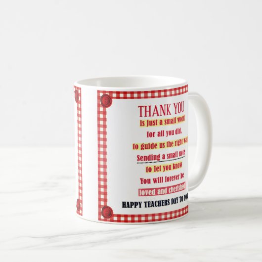 Fijne lerarendag voor u koffiemok (Voorkant rechts)