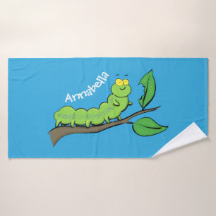 Fijne leuke cartoon met groene caterstijl bad handdoek