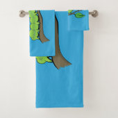 Fijne leuke cartoon met groene caterstijl bad handdoek (Insitu)