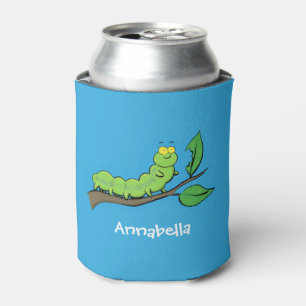 Fijne leuke cartoon met groene caterstijl blikjeskoeler