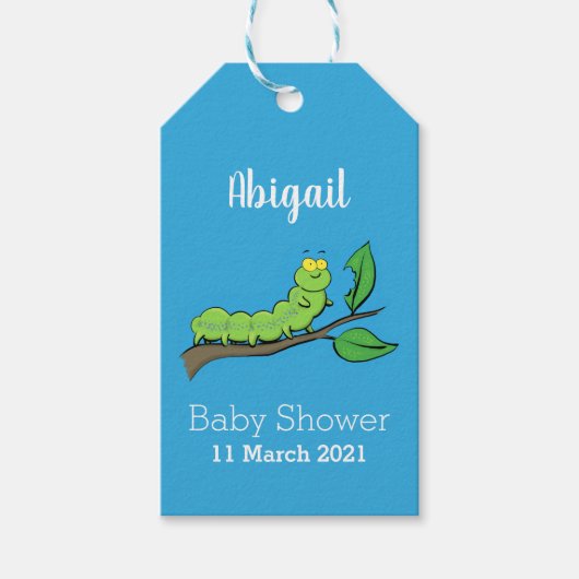 Fijne leuke cartoon met groene caterstijl cadeaulabel (Voorkant)