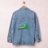 Fijne leuke cartoon met groene caterstijl denim jacket (Hangar)
