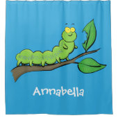 Fijne leuke cartoon met groene caterstijl douchegordijn (Voorkant)
