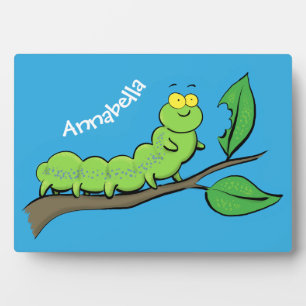 Fijne leuke cartoon met groene caterstijl fotoplaat
