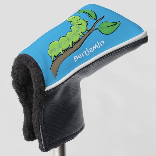 Fijne leuke cartoon met groene caterstijl golfheadcover (3/4 voorkant)