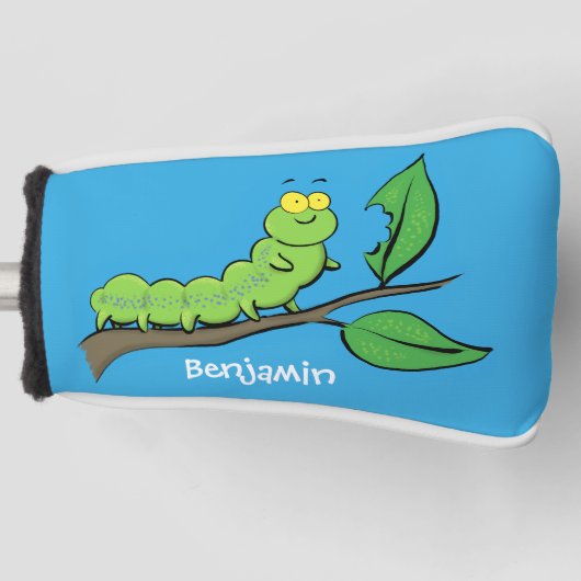 Fijne leuke cartoon met groene caterstijl golfheadcover (Voorkant)
