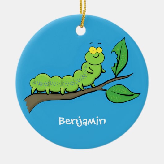 Fijne leuke cartoon met groene caterstijl keramisch ornament (Voorkant)