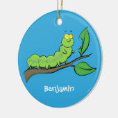 Fijne leuke cartoon met groene caterstijl keramisch ornament (Links)
