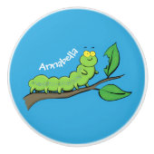 Fijne leuke cartoon met groene caterstijl keramische knop (Voorkant)