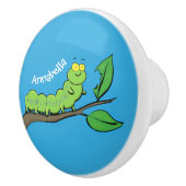 Fijne leuke cartoon met groene caterstijl keramische knop (Rechts)