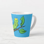 Fijne leuke cartoon met groene caterstijl latte mok (Rechterhoek)