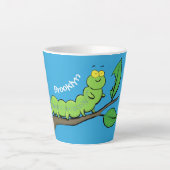 Fijne leuke cartoon met groene caterstijl latte mok (Voorkant)