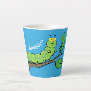 Fijne leuke cartoon met groene caterstijl latte mok