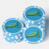 Fijne leuke cartoon met groene caterstijl poker chips (Opstapeling)
