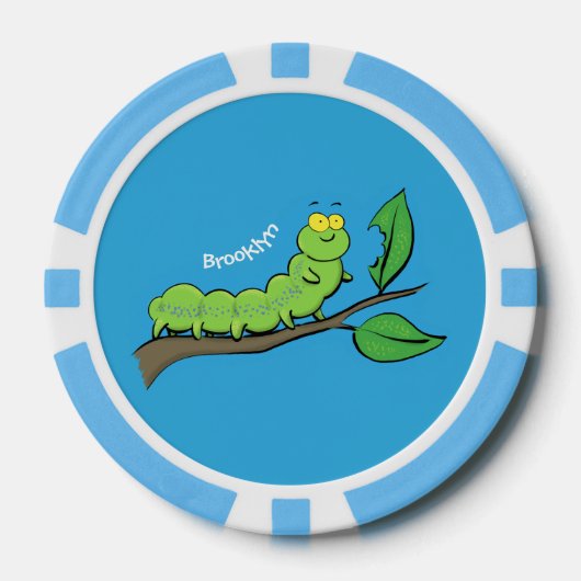 Fijne leuke cartoon met groene caterstijl poker chips (Voorkant)
