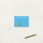 Fijne leuke cartoon met groene caterstijl post-it® notes (Op bureau)