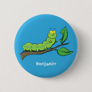 Fijne leuke cartoon met groene caterstijl ronde button 5,7 cm