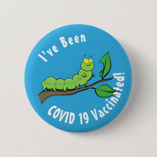 Fijne leuke cartoon met groene caterstijl ronde button 5,7 cm