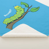 Fijne leuke cartoon met groene caterstijl sherpa deken (3/4)