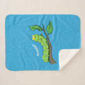 Fijne leuke cartoon met groene caterstijl sherpa deken (Voorkant (horizontaal))