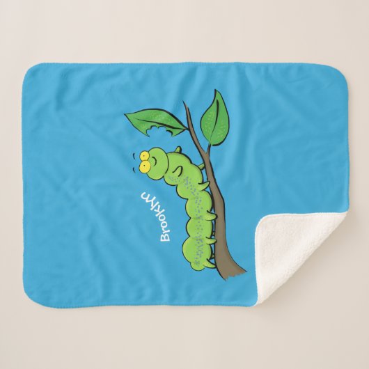 Fijne leuke cartoon met groene caterstijl sherpa deken (Voorkant (horizontaal))