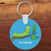 Fijne leuke cartoon met groene caterstijl sleutelhanger (Voorkant)