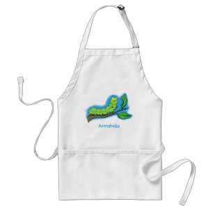 Fijne leuke cartoon met groene caterstijl standaard schort