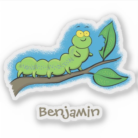 Fijne leuke cartoon met groene caterstijl sticker (Voorkant)