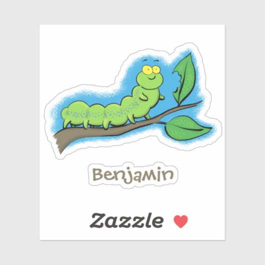 Fijne leuke cartoon met groene caterstijl sticker (Vel)