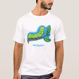 Fijne leuke cartoon met groene caterstijl t-shirt