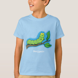 Fijne leuke cartoon met groene caterstijl t-shirt