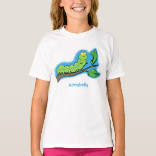 Fijne leuke cartoon met groene caterstijl t-shirt