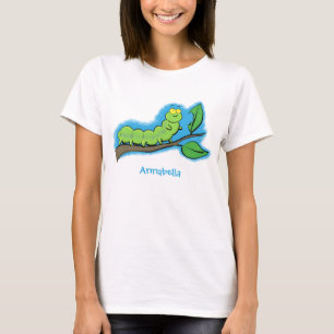 Fijne leuke cartoon met groene caterstijl t-shirt