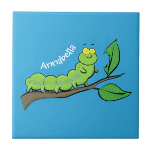 Fijne leuke cartoon met groene caterstijl tegeltje