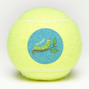 Fijne leuke cartoon met groene caterstijl tennisballen