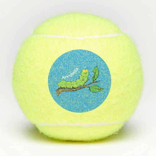 Fijne leuke cartoon met groene caterstijl tennisballen (Voorkant)