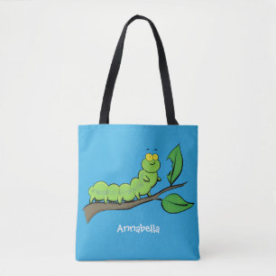Fijne leuke cartoon met groene caterstijl tote bag