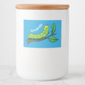 Fijne leuke cartoon met groene caterstijl voedselcontainer etiket (Voorkant)