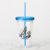 Fijne leuke robots trio cartoon acryl drinkbeker (Voorkant)