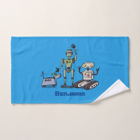 Fijne leuke robots trio cartoon bad handdoek (Handdoek)