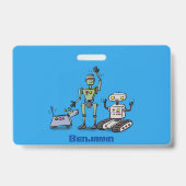 Fijne leuke robots trio cartoon badge (Achterkant)