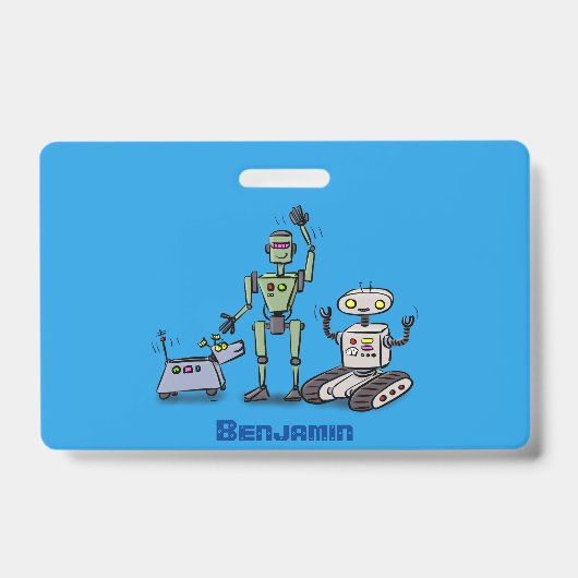 Fijne leuke robots trio cartoon badge (Voorzijde)