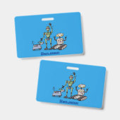 Fijne leuke robots trio cartoon badge (Voor- en achterkant)
