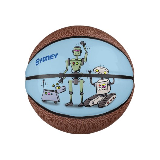 Fijne leuke robots trio cartoon basketbal (Voorkant)